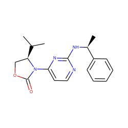 CC(C)[C@@H]1COC(=O)N1c1ccnc(N[C@@H](C)c2ccccc2)n1 ZINC000142117940