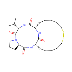 CC(C)[C@@H]1NC(=O)[C@@H]2CCCCCSSCCCCC[C@H](NC(=O)[C@H]3CCCN3C1=O)C(=O)N2 ZINC000299836101