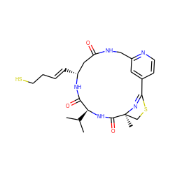 CC(C)[C@@H]1NC(=O)[C@]2(C)CSC(=N2)c2ccnc(c2)CNC(=O)C[C@@H](/C=C/CCS)NC1=O ZINC000230838965