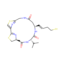 CC(C)[C@@H]1NC(=O)[C@]2(C)CSC(=N2)c2csc(n2)CNC(=O)C[C@@H](/C=C/CCS)NC1=O ZINC000139916031