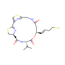 CC(C)[C@@H]1NC(=O)[C@]2(C)CSC(=N2)c2csc(n2)CNC(=O)C[C@@H](/C=C/CCS)OC1=O ZINC000033132902