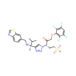 CC(C)[C@](C)(NCc1ccc2ncsc2c1)c1cn([C@@H](CCS(C)(=O)=O)C(=O)COc2c(F)c(F)cc(F)c2F)nn1 ZINC000473168250