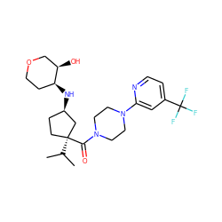 CC(C)[C@]1(C(=O)N2CCN(c3cc(C(F)(F)F)ccn3)CC2)CC[C@@H](N[C@H]2CCOC[C@H]2O)C1 ZINC000071282466