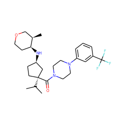 CC(C)[C@]1(C(=O)N2CCN(c3cccc(C(F)(F)F)c3)CC2)CC[C@@H](N[C@H]2CCOC[C@H]2C)C1 ZINC000038270127