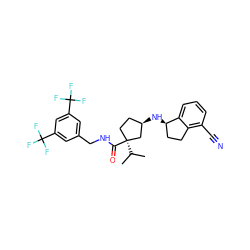 CC(C)[C@]1(C(=O)NCc2cc(C(F)(F)F)cc(C(F)(F)F)c2)CC[C@@H](N[C@@H]2CCc3c(C#N)cccc32)C1 ZINC000096284298