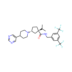 CC(C)[C@]1(C(=O)NCc2cc(C(F)(F)F)cc(C(F)(F)F)c2)CC[C@@H](N2CCC(c3cncnc3)CC2)C1 ZINC000029041090