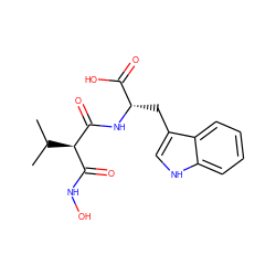 CC(C)[C@H](C(=O)NO)C(=O)N[C@@H](Cc1c[nH]c2ccccc12)C(=O)O ZINC000003784130