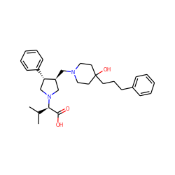 CC(C)[C@H](C(=O)O)N1C[C@H](CN2CCC(O)(CCCc3ccccc3)CC2)[C@@H](c2ccccc2)C1 ZINC000013819422