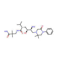 CC(C)[C@H](C[C@H](O)[C@@H](N)CN1CC(=O)N(c2ccccc2)CC1(C)C)C(=O)NCC(C)(C)C(N)=O ZINC000084741671