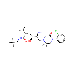 CC(C)[C@H](C[C@H](O)[C@@H](N)CN1CC(=O)N(c2ccccc2Cl)CC1(C)C)C(=O)NCC(C)(C)C ZINC000096270473