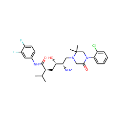 CC(C)[C@H](C[C@H](O)[C@@H](N)CN1CC(=O)N(c2ccccc2Cl)CC1(C)C)C(=O)Nc1ccc(F)c(F)c1 ZINC000096270493