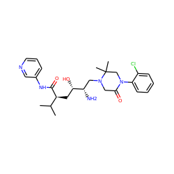 CC(C)[C@H](C[C@H](O)[C@@H](N)CN1CC(=O)N(c2ccccc2Cl)CC1(C)C)C(=O)Nc1cccnc1 ZINC000096270500