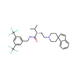 CC(C)[C@H](CCN1CCC2(C=Cc3ccccc32)CC1)C(=O)NCc1cc(C(F)(F)F)cc(C(F)(F)F)c1 ZINC000029040067