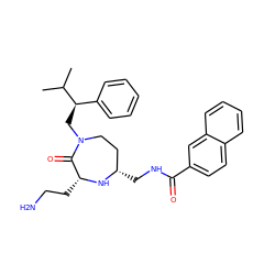 CC(C)[C@H](CN1CC[C@H](CNC(=O)c2ccc3ccccc3c2)N[C@H](CCN)C1=O)c1ccccc1 ZINC000206912377