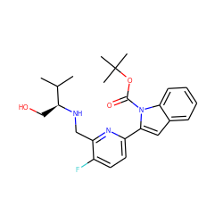 CC(C)[C@H](CO)NCc1nc(-c2cc3ccccc3n2C(=O)OC(C)(C)C)ccc1F ZINC000204421826