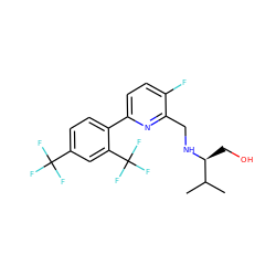 CC(C)[C@H](CO)NCc1nc(-c2ccc(C(F)(F)F)cc2C(F)(F)F)ccc1F ZINC000218701126