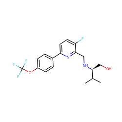 CC(C)[C@H](CO)NCc1nc(-c2ccc(OC(F)(F)F)cc2)ccc1F ZINC000204425370