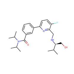 CC(C)[C@H](CO)NCc1nc(-c2cccc(C(=O)N(C(C)C)C(C)C)c2)ccc1F ZINC000204406152