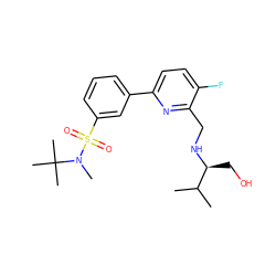 CC(C)[C@H](CO)NCc1nc(-c2cccc(S(=O)(=O)N(C)C(C)(C)C)c2)ccc1F ZINC000204409297