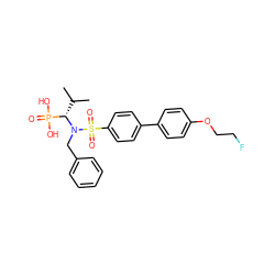 CC(C)[C@H](N(Cc1ccccc1)S(=O)(=O)c1ccc(-c2ccc(OCCF)cc2)cc1)P(=O)(O)O ZINC000653716022