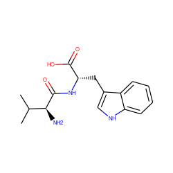 CC(C)[C@H](N)C(=O)N[C@@H](Cc1c[nH]c2ccccc12)C(=O)O ZINC000002047221