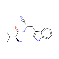 CC(C)[C@H](N)C(=O)N[C@H](C#N)Cc1c[nH]c2ccccc12 ZINC000049089628