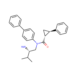 CC(C)[C@H](N)CN(C(=O)[C@@H]1C[C@H]1c1ccccc1)c1ccc(-c2ccccc2)cc1 ZINC000299865834