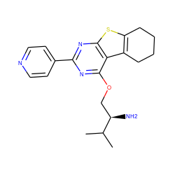 CC(C)[C@H](N)COc1nc(-c2ccncc2)nc2sc3c(c12)CCCC3 ZINC000223660220