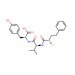 CC(C)[C@H](NC(=O)[C@@H](S)CCc1ccccc1)C(=O)N[C@@H](Cc1ccc(O)cc1)C(=O)O ZINC000011687965