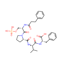 CC(C)[C@H](NC(=O)[C@@H]1CCCN1C(=O)[C@H](COP(=O)(O)O)NC(=O)CCc1ccccc1)C(=O)N[C@@H](Cc1ccccc1)C(=O)O ZINC000084596840