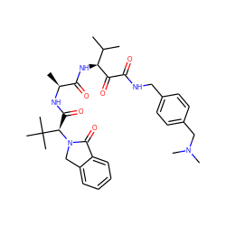 CC(C)[C@H](NC(=O)[C@H](C)NC(=O)[C@@H](N1Cc2ccccc2C1=O)C(C)(C)C)C(=O)C(=O)NCc1ccc(CN(C)C)cc1 ZINC000204203723