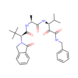 CC(C)[C@H](NC(=O)[C@H](C)NC(=O)[C@@H](N1Cc2ccccc2C1=O)C(C)(C)C)C(=O)C(=O)NCc1ccccc1 ZINC000204198959