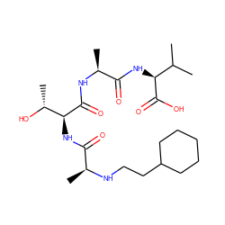 CC(C)[C@H](NC(=O)[C@H](C)NC(=O)[C@@H](NC(=O)[C@H](C)NCCC1CCCCC1)[C@@H](C)O)C(=O)O ZINC000066114148