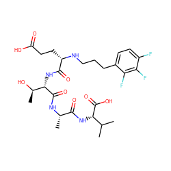 CC(C)[C@H](NC(=O)[C@H](C)NC(=O)[C@@H](NC(=O)[C@H](CCC(=O)O)NCCCc1ccc(F)c(F)c1F)[C@@H](C)O)C(=O)O ZINC000066122803