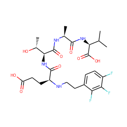 CC(C)[C@H](NC(=O)[C@H](C)NC(=O)[C@@H](NC(=O)[C@H](CCC(=O)O)NCCc1ccc(F)c(F)c1F)[C@@H](C)O)C(=O)O ZINC000066114464