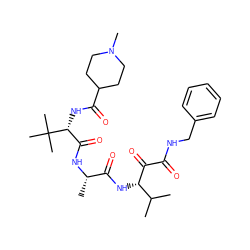 CC(C)[C@H](NC(=O)[C@H](C)NC(=O)[C@@H](NC(=O)C1CCN(C)CC1)C(C)(C)C)C(=O)C(=O)NCc1ccccc1 ZINC000204203079