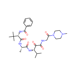 CC(C)[C@H](NC(=O)[C@H](C)NC(=O)[C@@H](NC(=O)c1ccccc1)C(C)(C)C)C(=O)C(=O)NCC(=O)N1CCN(C)CC1 ZINC000199531016