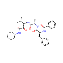 CC(C)[C@H](NC(=O)[C@H](C)NC(=O)[C@H](Cc1ccccc1)NC(=O)c1ccccc1)C(=O)C(=O)NC1CCCCC1 ZINC000204167071