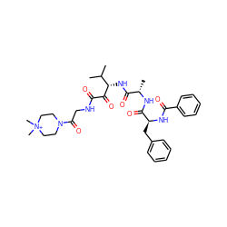 CC(C)[C@H](NC(=O)[C@H](C)NC(=O)[C@H](Cc1ccccc1)NC(=O)c1ccccc1)C(=O)C(=O)NCC(=O)N1CC[N+](C)(C)CC1 ZINC000204202576
