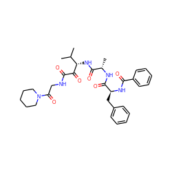 CC(C)[C@H](NC(=O)[C@H](C)NC(=O)[C@H](Cc1ccccc1)NC(=O)c1ccccc1)C(=O)C(=O)NCC(=O)N1CCCCC1 ZINC000204199355