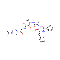 CC(C)[C@H](NC(=O)[C@H](C)NC(=O)[C@H](Cc1ccccc1)NC(=O)c1ccccc1)C(=O)C(=O)NCC(=O)N1CCN(C(C)C)CC1 ZINC000204167610