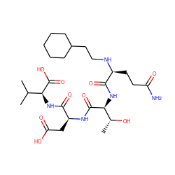 CC(C)[C@H](NC(=O)[C@H](CC(=O)O)NC(=O)[C@@H](NC(=O)[C@H](CCC(N)=O)NCCC1CCCCC1)[C@@H](C)O)C(=O)O ZINC000066113789