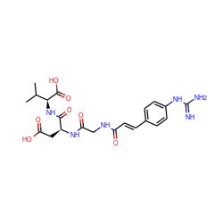 CC(C)[C@H](NC(=O)[C@H](CC(=O)O)NC(=O)CNC(=O)/C=C/c1ccc(NC(=N)N)cc1)C(=O)O ZINC000003921281