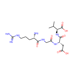 CC(C)[C@H](NC(=O)[C@H](CC(=O)O)NC(=O)CNC(=O)[C@@H](N)CCCNC(=N)N)C(=O)O ZINC000003919414