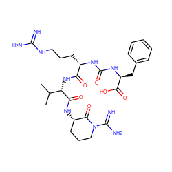 CC(C)[C@H](NC(=O)[C@H](CCCNC(=N)N)NC(=O)N[C@@H](Cc1ccccc1)C(=O)O)C(=O)N[C@H]1CCCN(C(=N)N)C1=O ZINC001772626177