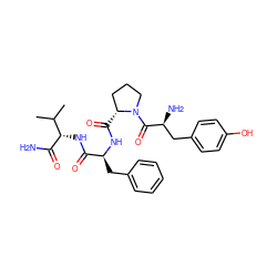 CC(C)[C@H](NC(=O)[C@H](Cc1ccccc1)NC(=O)[C@@H]1CCCN1C(=O)[C@@H](N)Cc1ccc(O)cc1)C(N)=O ZINC000028713961