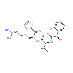 CC(C)[C@H](NC(=O)[C@H](O)c1ccccc1Cl)C(=O)N[C@@H](CCCN=C(N)N)C(=O)c1nccs1 ZINC000036184936