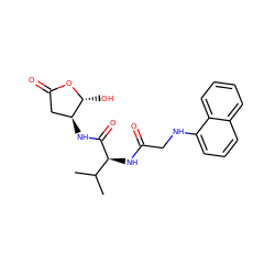 CC(C)[C@H](NC(=O)CNc1cccc2ccccc12)C(=O)N[C@H]1CC(=O)O[C@@H]1O ZINC000013819334