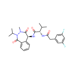 CC(C)[C@H](NC(=O)Cc1cc(F)cc(F)c1)C(=O)N[C@@H]1C(=O)N(C)N(C(C)C)C(=O)c2ccccc21 ZINC000027103686