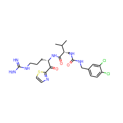 CC(C)[C@H](NC(=O)NCc1ccc(Cl)c(Cl)c1)C(=O)N[C@@H](CCCNC(=N)N)C(=O)c1nccs1 ZINC000029125605